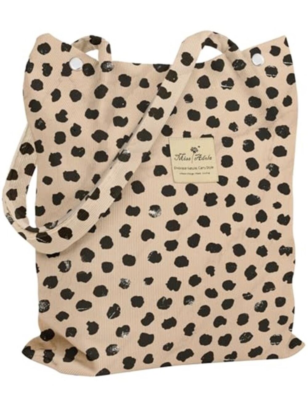 Miss Adola Almond Latte Corduroy Tote Bag with Pocket & Magnetic Closure